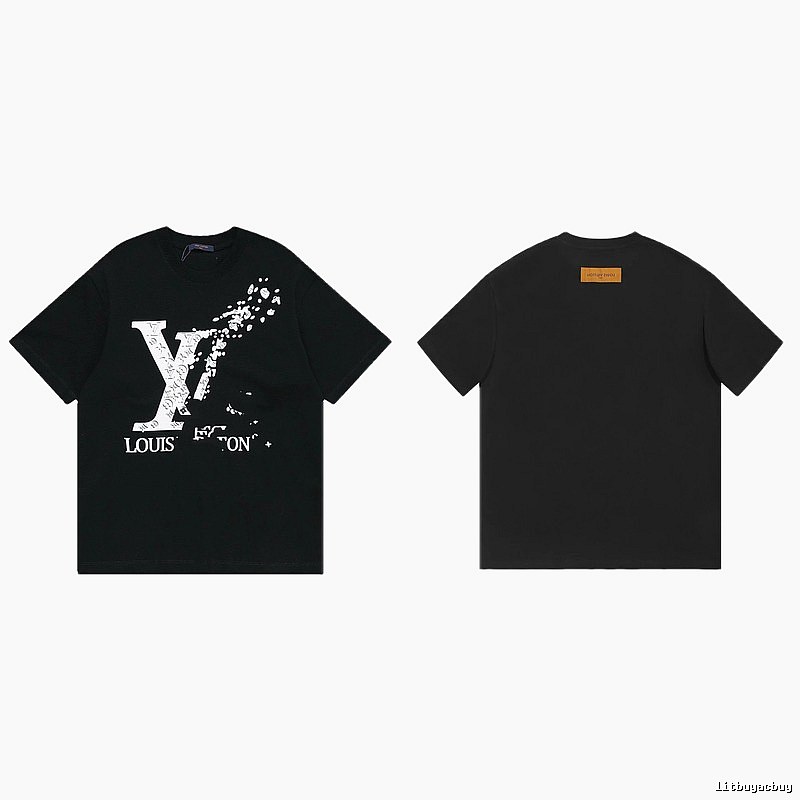 Louis Vuitton LV Printed Streetwear Style Black T-Shirt