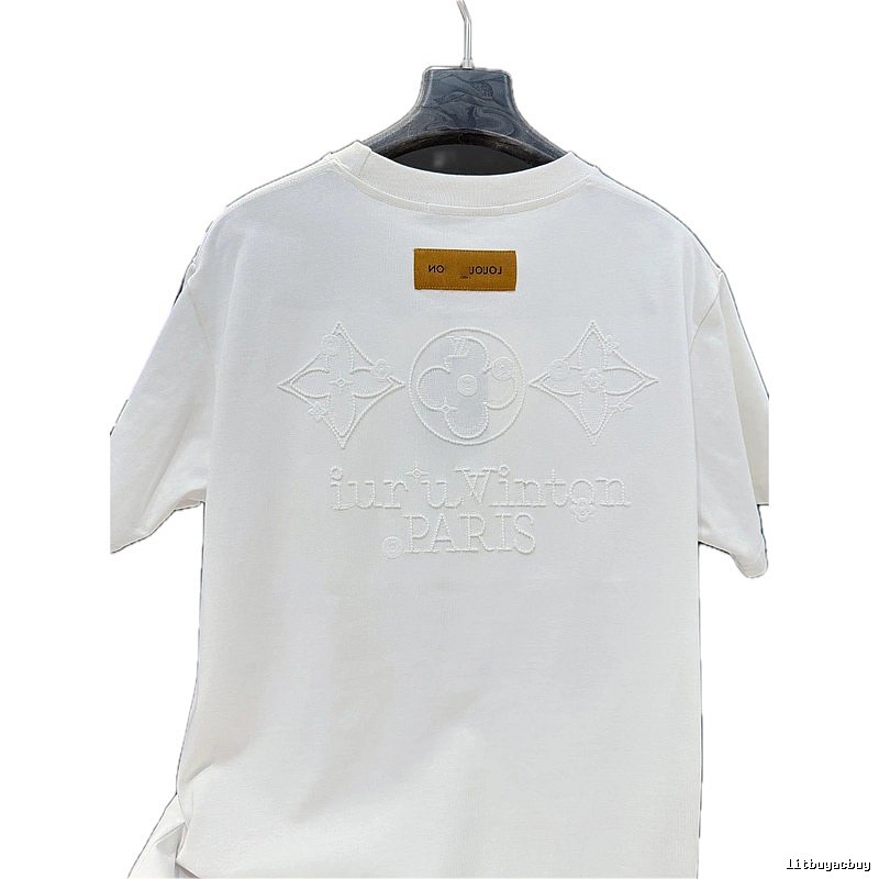 Louis Vuitton Monogram Embroidered Trendy White T-Shirt