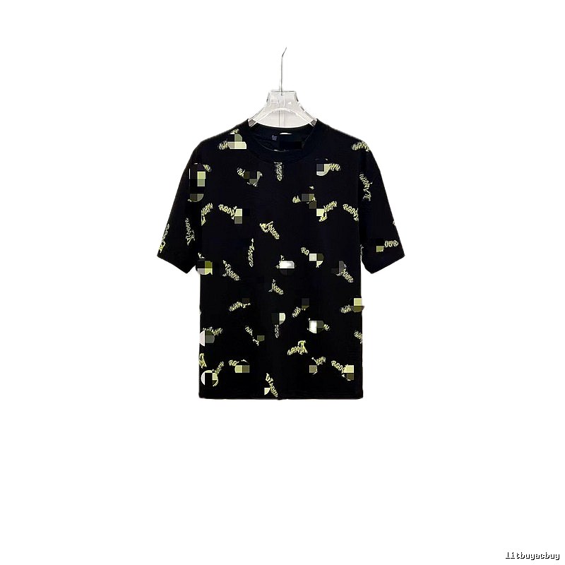 Louis Vuitton Trendy All-over Printed Black Short-sleeve T-shirt