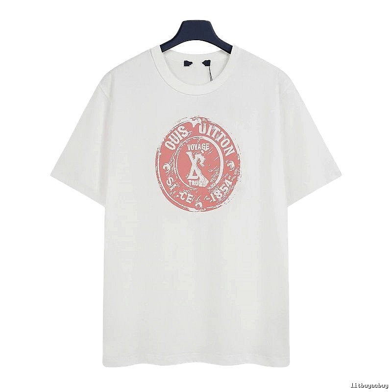 Louis Vuitton Vintage-style White T-Shirt with Stamp