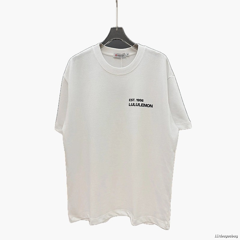 lululemon minimalist style printed white short-sleeve T-shirt