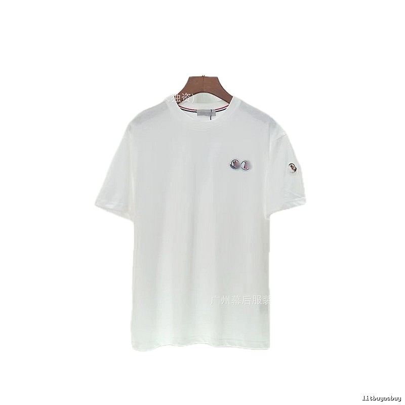 Moncler Badge Casual Style White T-Shirt
