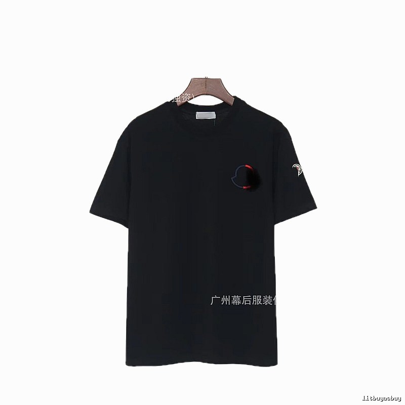 Moncler Embroidered Casual Black Short-sleeve T-shirt