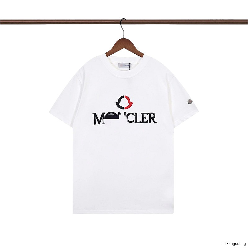 Moncler Embroidered Casual Style White T-Shirt