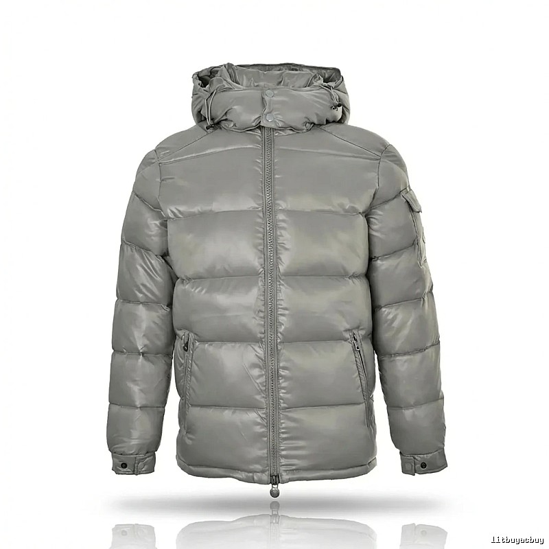 Moncler hooded fashionable grey down jacket