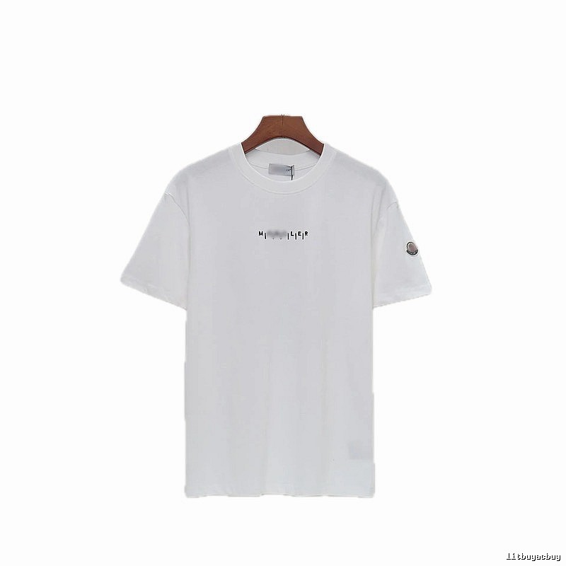 Moncler Letter Print Minimalist Style White T-Shirt