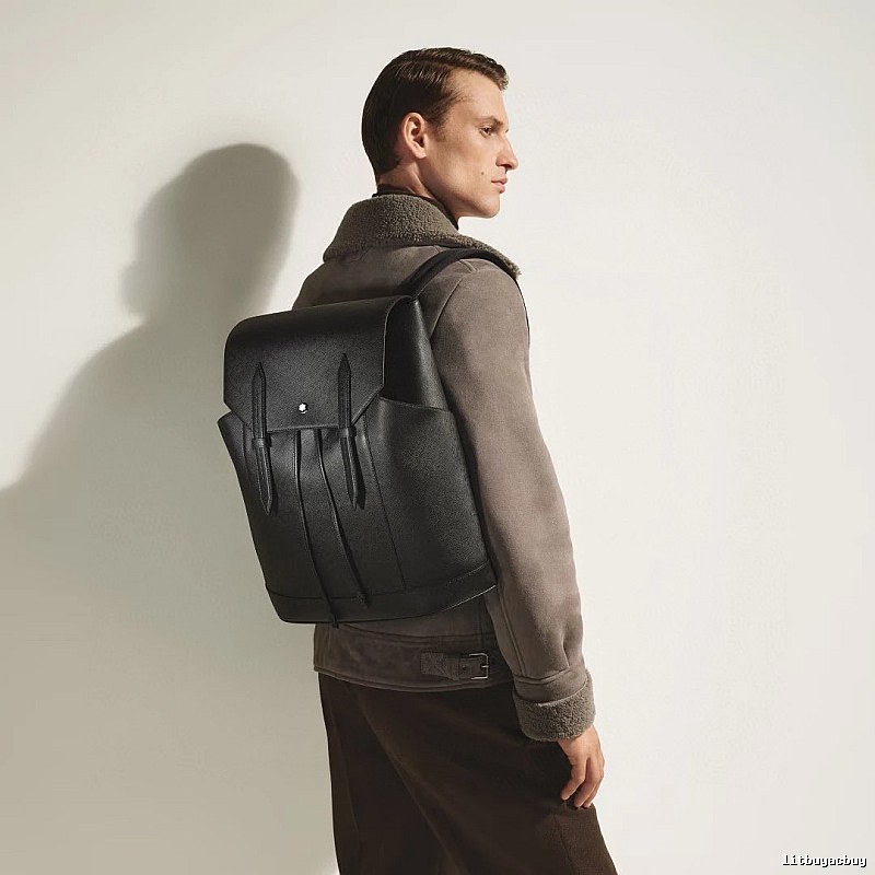 Montblanc Leather backpack Black Structured Flap