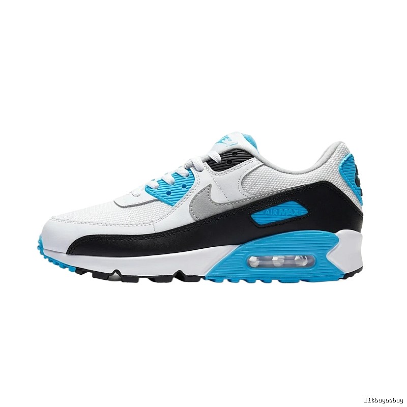 Nike Air Max retro-style sports shoes (white, black and blue)