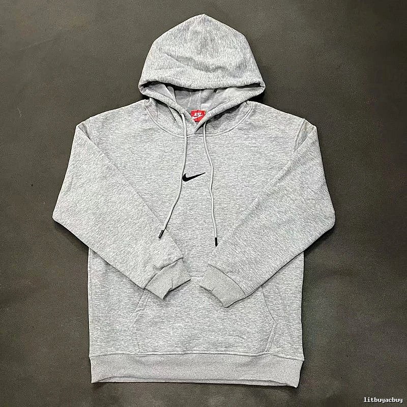 Nike Small-Logo Detail Gray Zip Hoodie Statement Graphic Swoosh