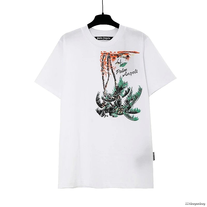 Palm Angels Casual Logo T-shirt White Palm Tree for Comfortable Styling