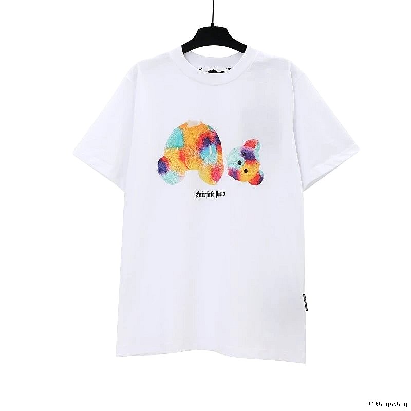 Palm Angels Classic Bear graphic T-shirt White Colorful Bear for Daily Styling