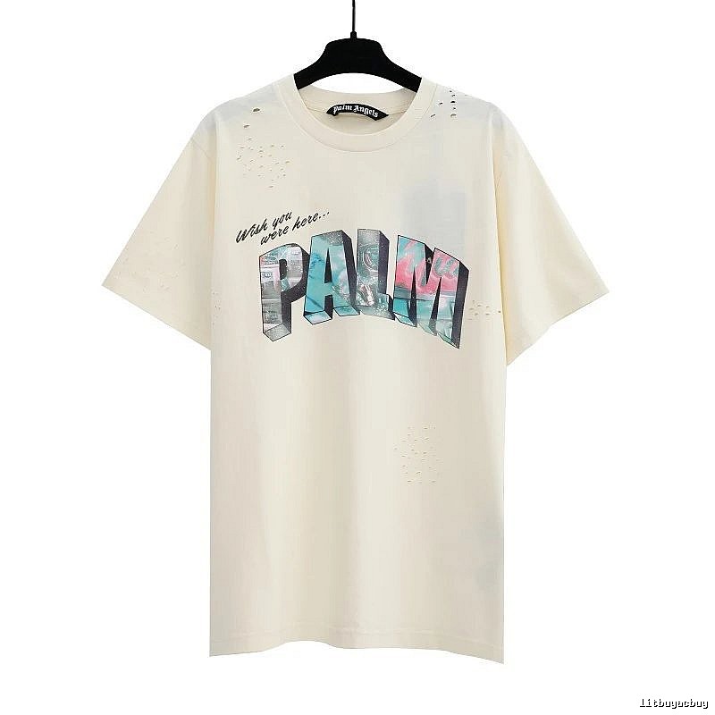 Palm Angels Daily Logo T-shirt White Palm Tree with Visual Detail