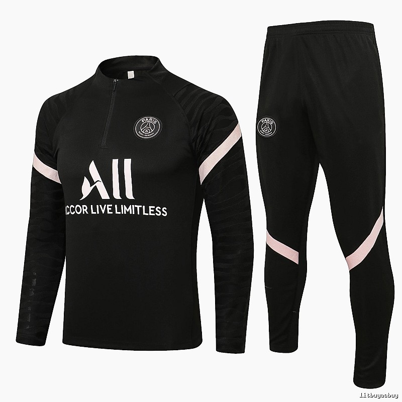 Paris Saint-Germain 2021-22 Black Training Tracksuit Set Everyday Rotation