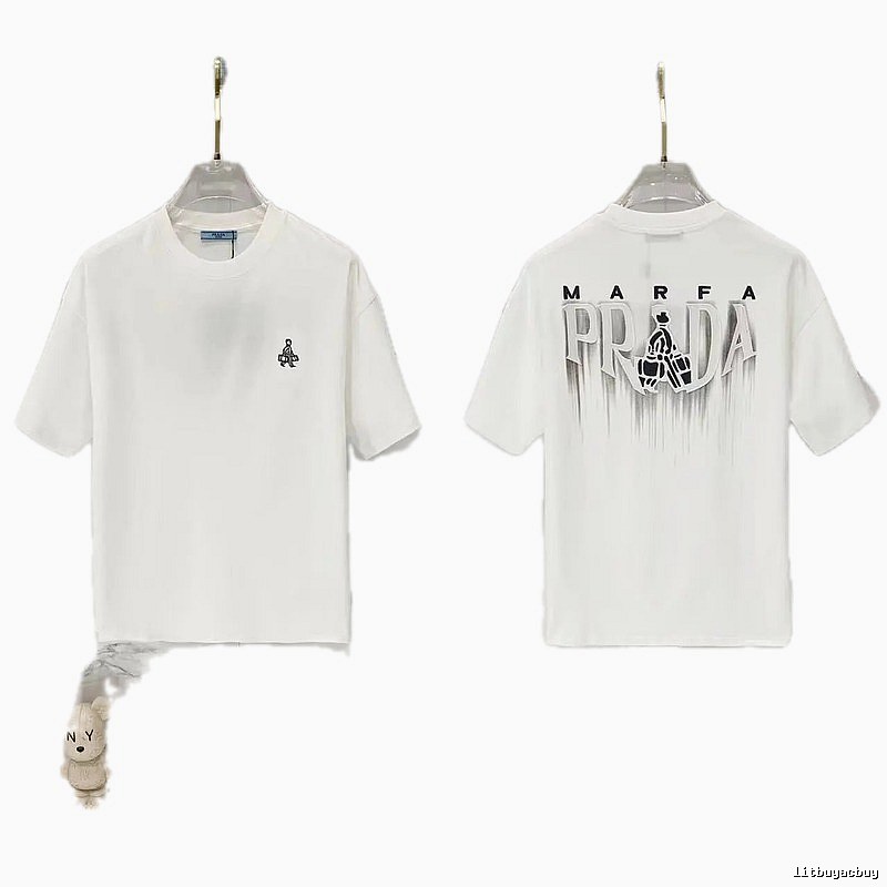 Prada MARFA Streetwear Style White Short-Sleeve T-Shirt