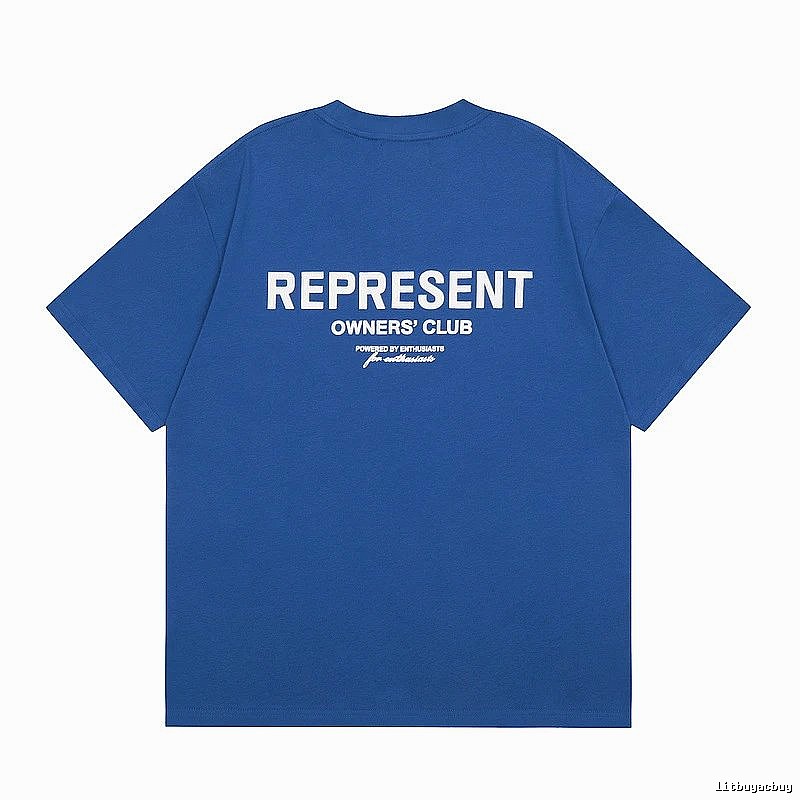 Represent Blue Style 801 Owners Club T-Shirt Airport Outfit Logo