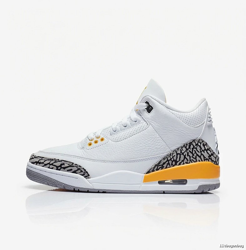 Retro-style white and orange Jordan 3 shoes