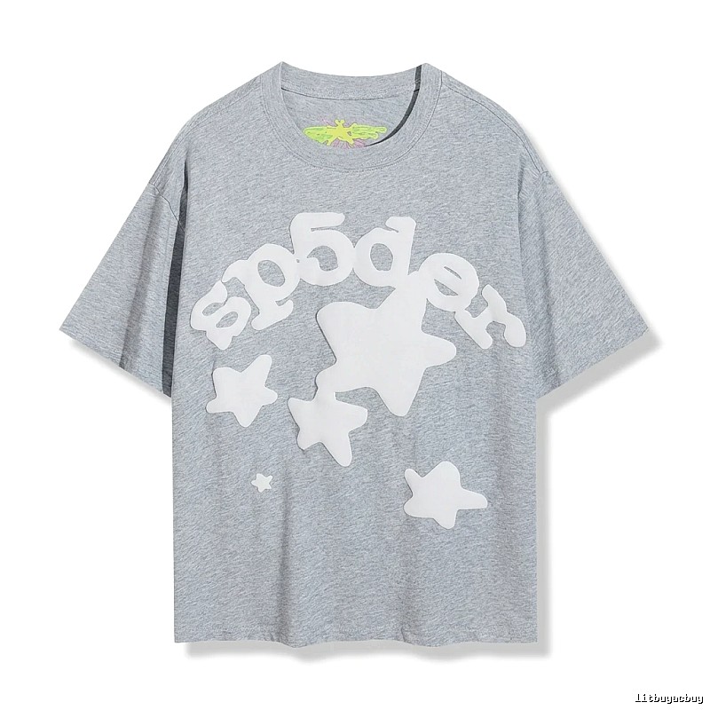 Sp5der Gray T-shirt with Star Print