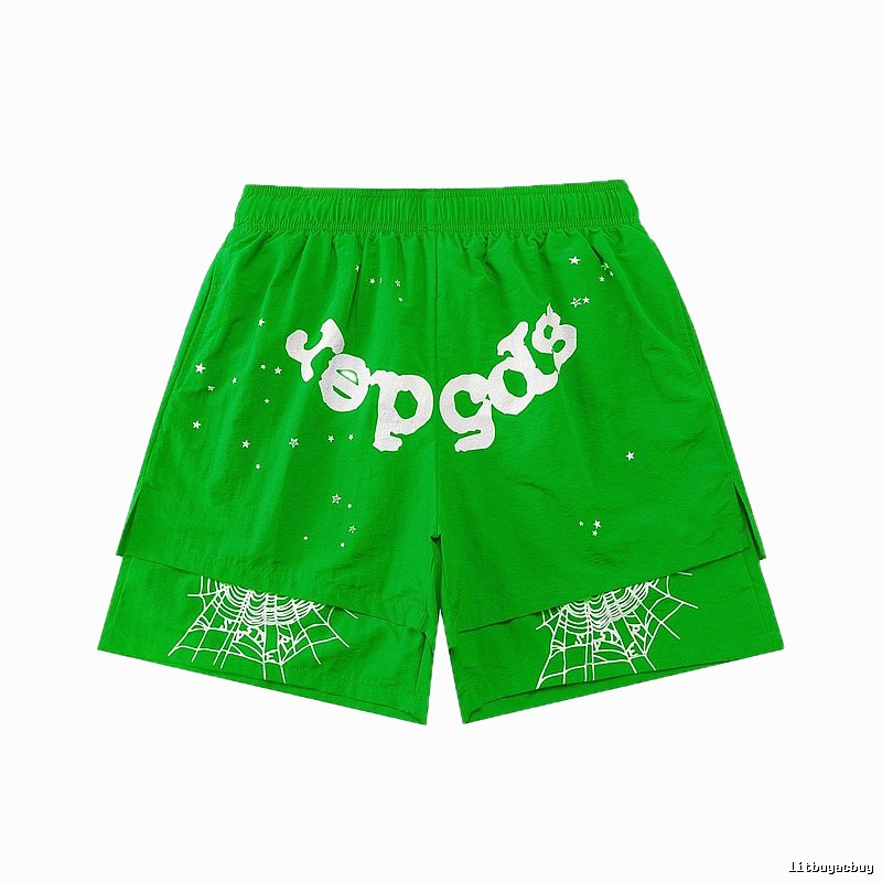 Sp5der Starburst Trendy Cool Green Shorts