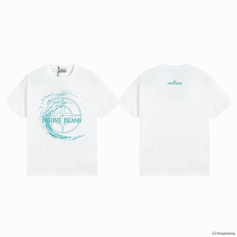 Stone Island Compass Print Street Style White T-Shirt