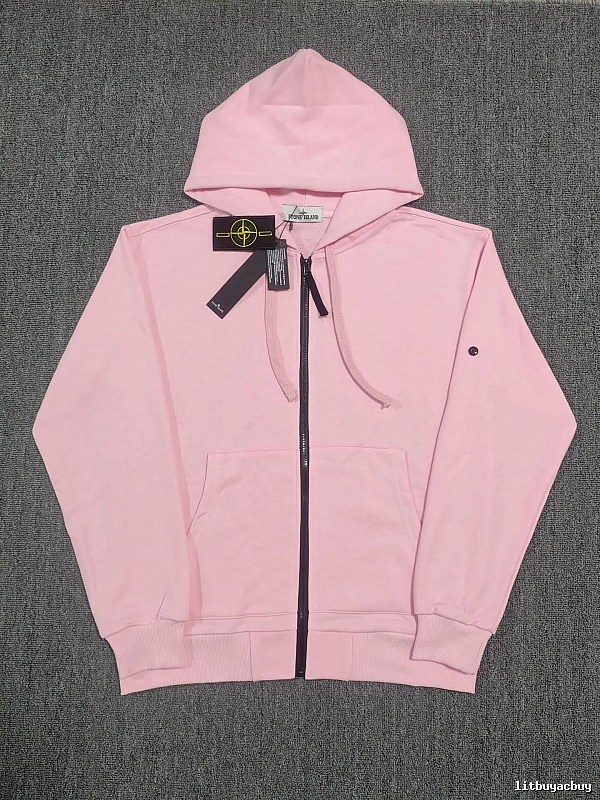 Stone Island Pink Zip Hoodie Casual Layering