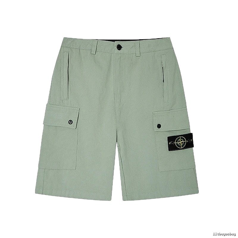 Stone Island Techwear-style Multi-pocket Light Green Cargo Shorts
