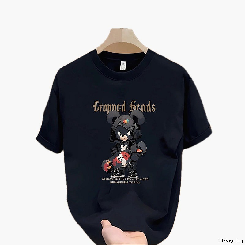 Streetwear Brand Bearbrick Skateboarding Street Style Navy Blue T-Shirt