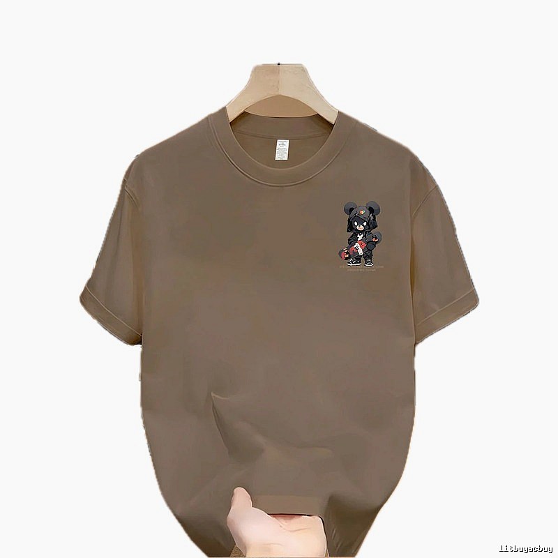 Streetwear Brand Gloomy Bear Printed Street-style Khaki T-shirt