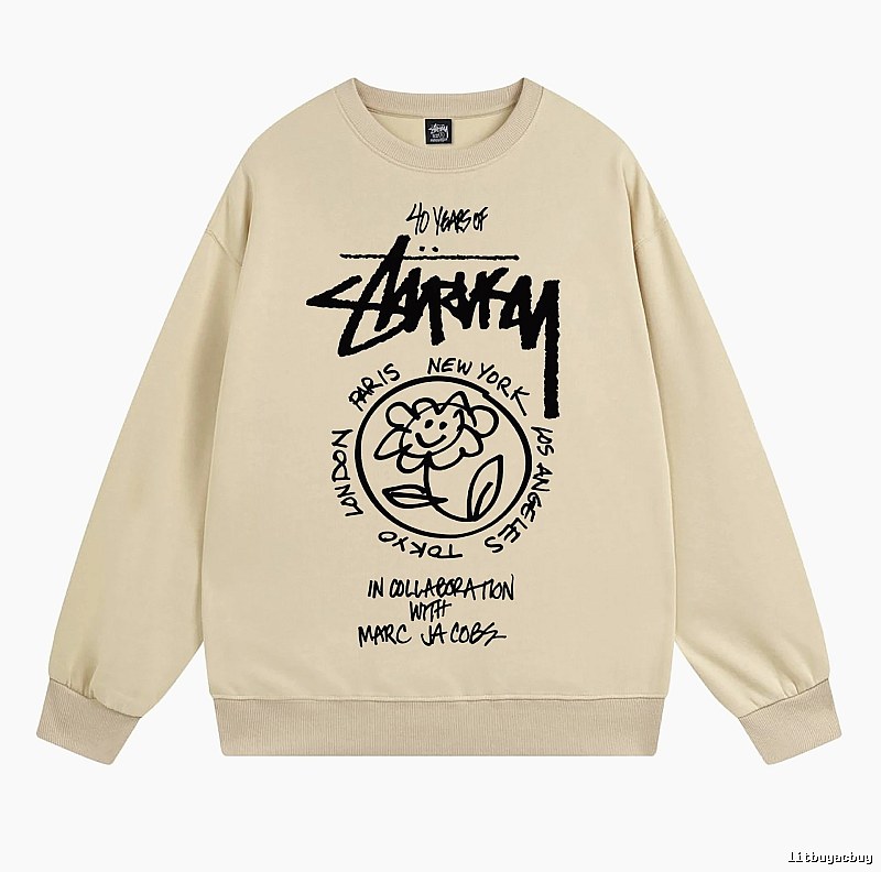 Stussy Beige Style 539 Graphic SweatShirt Travel Pack
