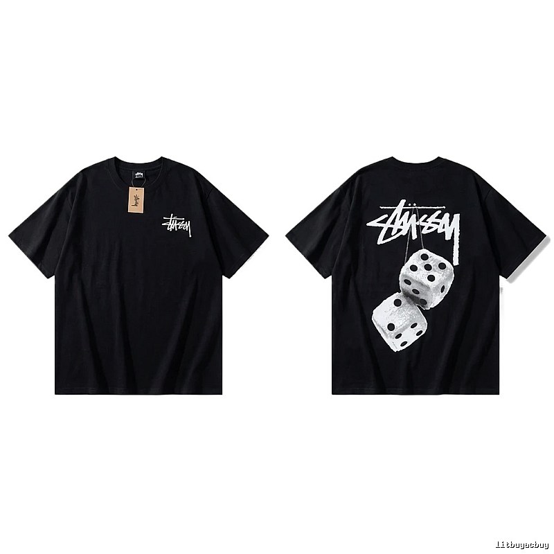 Stussy Dice Trendy and Cool Style Black T-shirt