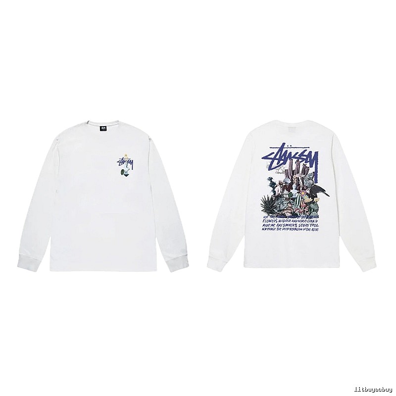 Stussy printed trendy white long-sleeve