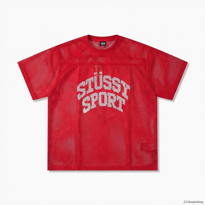 Stussy Sport series red trendy short-sleeved shirt.