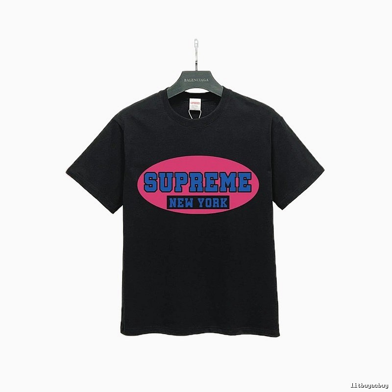 Supreme New York Print Street Style Black T-Shirt