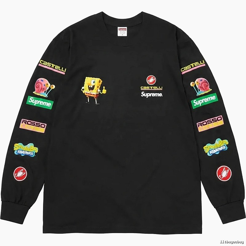 Supreme SpongeBob SquarePants Co-branded Black Long-sleeve Shirt