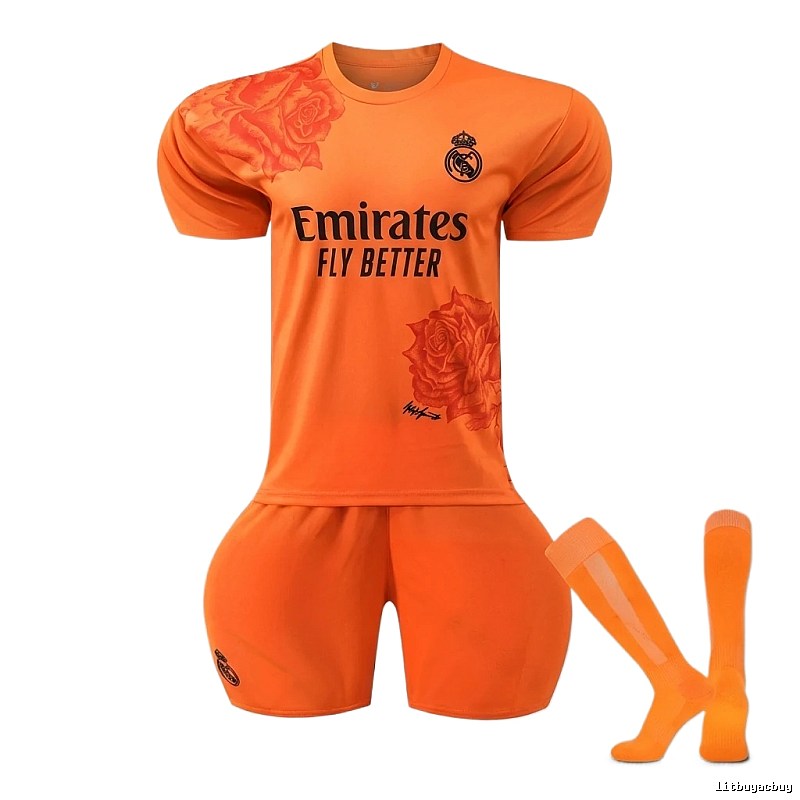 The Real Madrid Rose Orange Football Jersey.