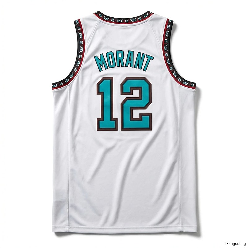 The white basketball uniform of Ja Morant of the Grizzlies.