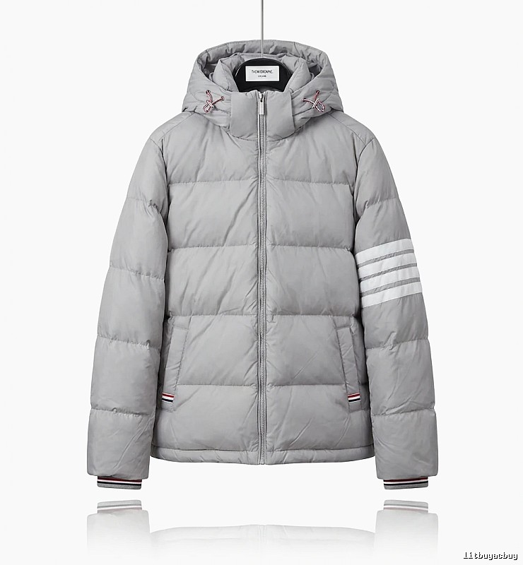 Thom Browne Classic Stripe Grey Down Jacket