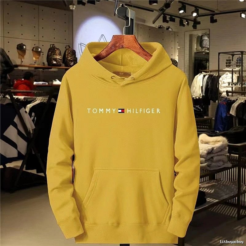 Tommy Hilfiger Yellow Logo Hoodie Statement Graphic
