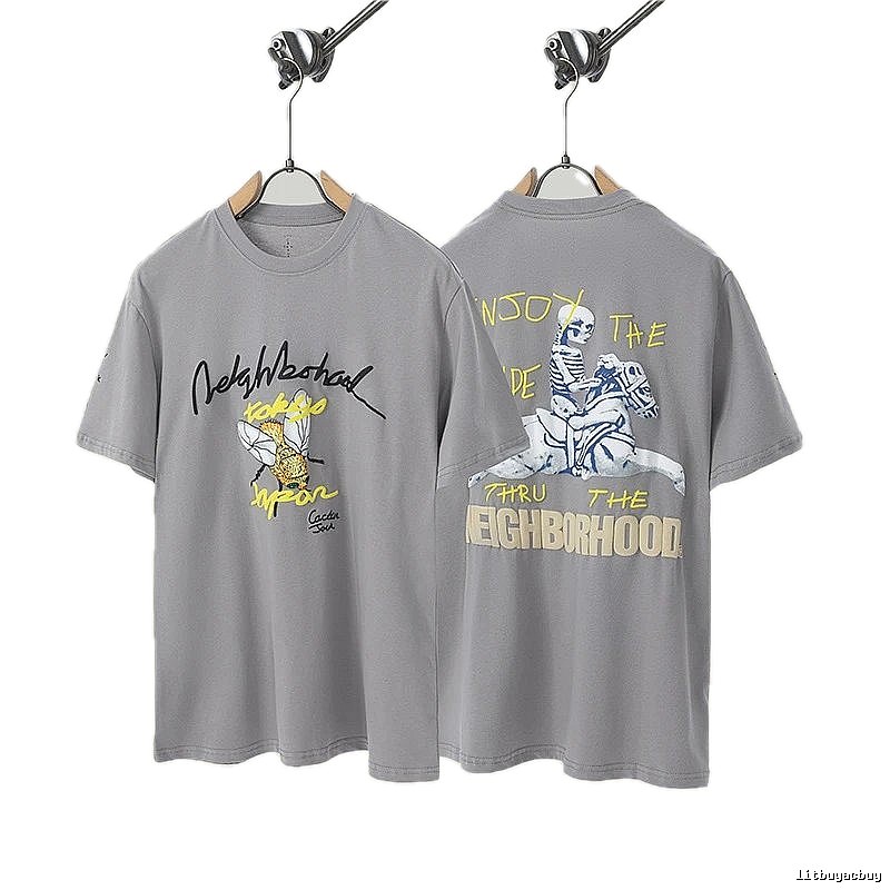 Travis Scott Co-branded Street Style Gray Short-sleeve T-shirt