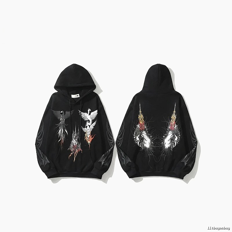 WDW Trendy Brand Chinese Style Embroidery Black Hoodie