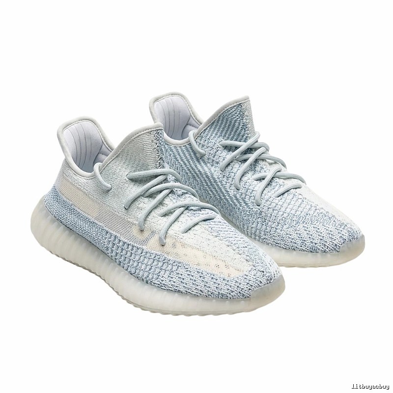 Yeezy 350 V2 Grey and White Gradient Athletic Shoes